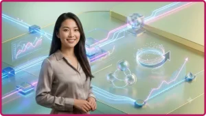 Ba thiết bị được kết nối bằng các luồng dữ liệu phát sáng trên nền tối sang trọng.