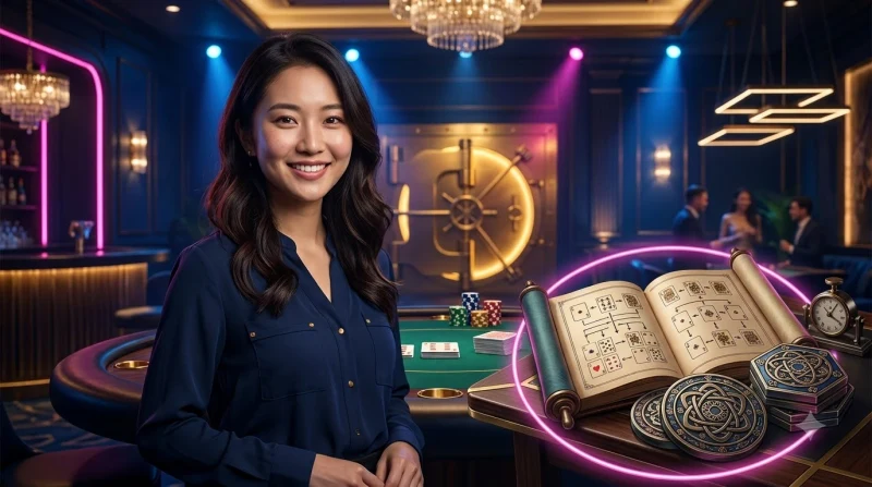Bàn blackjack với bài úp và chip rải rác thể hiện khó khăn của người mới