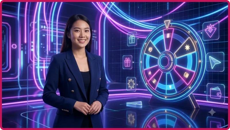 Bàn roulette ALO789 với bánh xe quay sang trọng và ánh sáng neon xanh vàng, phong cách casino cao cấp