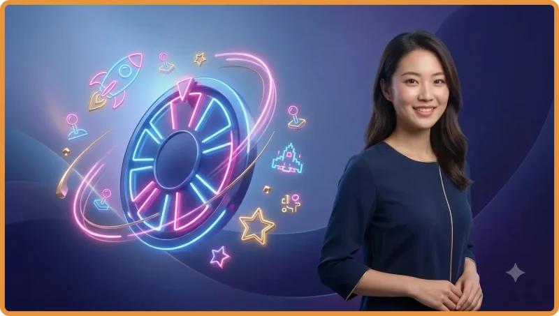 Biểu tượng anh đào và lá bài Wild phát sáng trong không gian kỹ thuật số