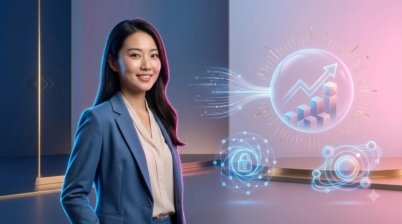 Biểu tượng phần thưởng và đặc quyền thành viên với cúp vàng, hộp quà và biểu đồ tăng trưởng