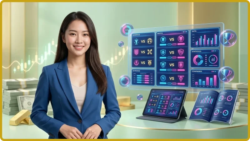 Giải thích kèo châu Á là gì - bàn phân tích bóng đá với màn hình hologram hiển thị tỷ lệ handicap
