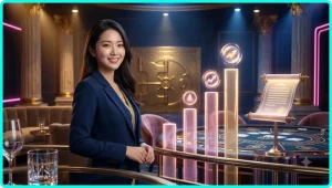 Hình ảnh minh họa người dùng quan tâm đến chính sách khuyến mãi trực tuyến với giao diện phần thưởng phát sáng