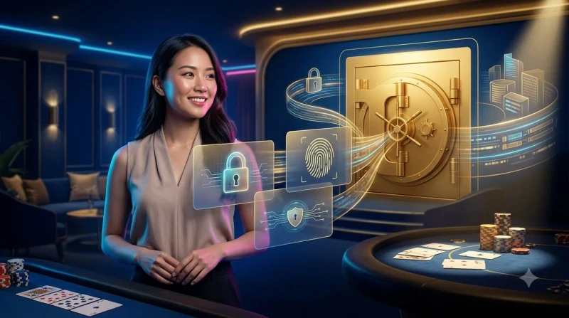 Khiên bảo mật đa tầng với các biểu tượng vân tay, ổ khóa và mắt xích, minh họa mô hình bảo mật nhiều lớp cho tài khoản trực tuyến