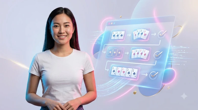 Minh họa các bước cơ bản trong quy trình chơi bài phỏm