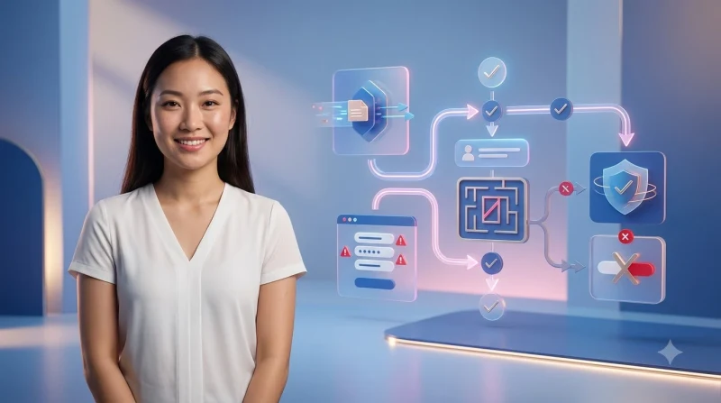 Minh họa các lỗi thường gặp khi đăng ký tài khoản trực tuyến với biểu tượng cảnh báo và lá chắn bảo mật