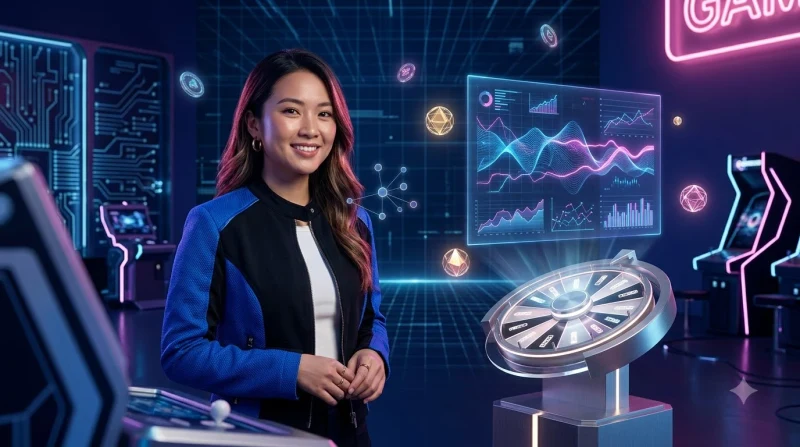 Minh họa các tiêu chí đánh giá bảng trả thưởng slot ALO789 với biểu đồ và biểu tượng phát sáng