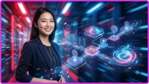 Minh họa cảm giác an tâm khi thực hiện giao dịch rút tiền thành công trên thiết bị di động.