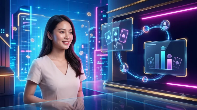 Minh họa tổng quan hai trò chơi bài Ba Cây và Liêng với bộ bài Tây trên bàn chơi