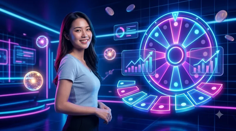 Người chơi đặt chip vàng lên bàn roulette ALO789 với hiệu ứng neon và biểu tượng bảo mật