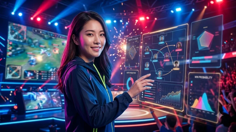 Phân tích kèo esports với màn hình hiển thị thống kê trận đấu và chiến thuật