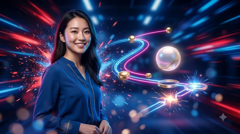 Smartphone với các biểu tượng tính năng nổi bật bay xung quanh
